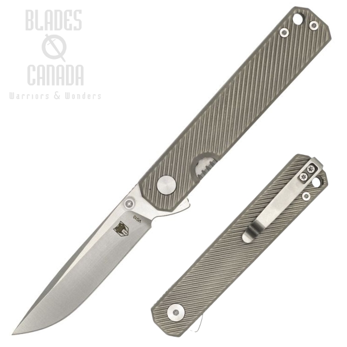 Cobratec Flipper Folding Knife, VG-10 Satin, Titanium Grey Anodized, CTROOKVG10STN (image for) Cobratec Flipper Folding Knife, VG-10 Satin, Titanium Grey Anodized, CTROOKVG10STN