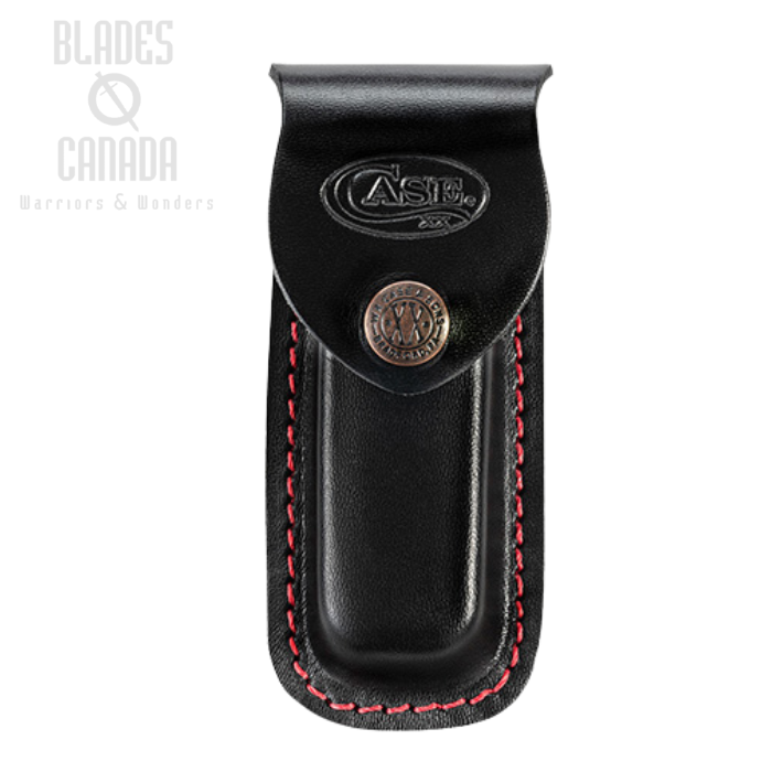 Case Medium Sheath, Leather Black w/Red Stitching, 50216