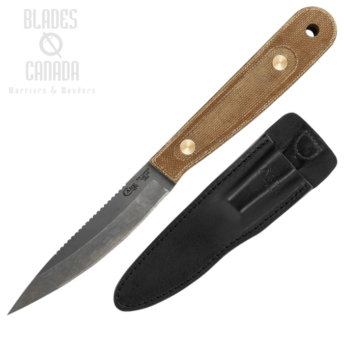 Case Welker Collab Fixed Blade Knife, Carbon Caper, Micarta Natural, 50629