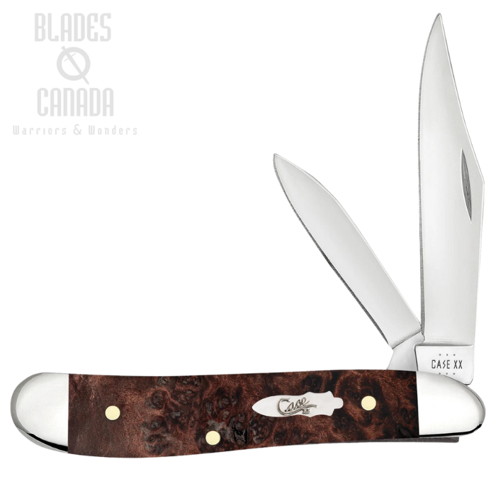 Case Peanut Slipjoint Folding Knife, Stainless, Maple Burl Wood, 64059