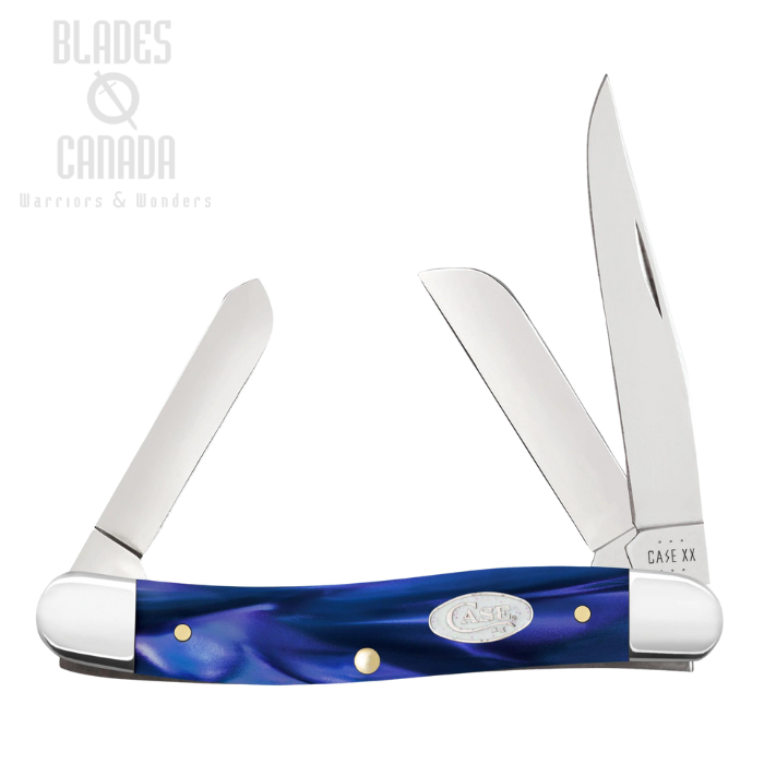 Case SparXX Medium Stockman Slipjoint Folding Knife, Stainless, Kirinite Blue Pearl Smooth, 23448