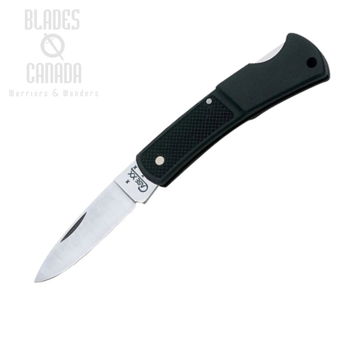 Case Small Caliber Lockback Folding Knife, Stainless, Synthetic Black, 00156