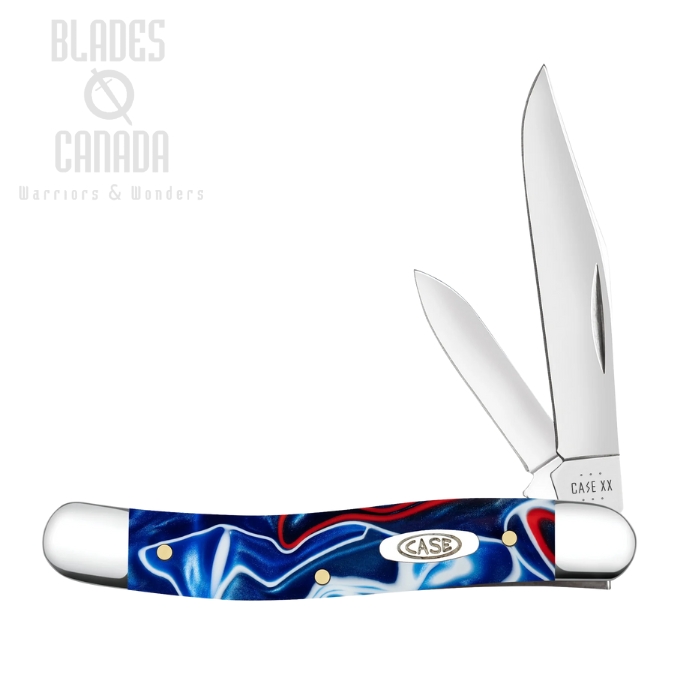 Case Medium Jack Slipjoint Foilding Knife, Stainless Steel Polished, Smooth Patriotic Kirinite, 11225