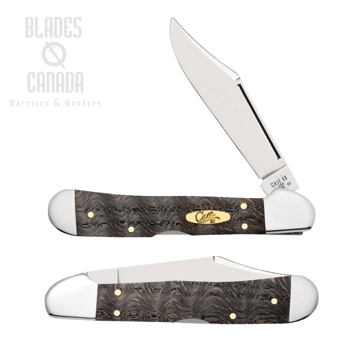 Case Mini CopperLock Slipjoint Folding Knife, Stainless, Black Curly Oak Wood, 14010