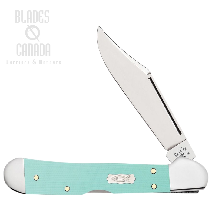 Case Mini CopperLock Slipjoint Folding Knife, Stainless, G10 Seafoam Green, 18109