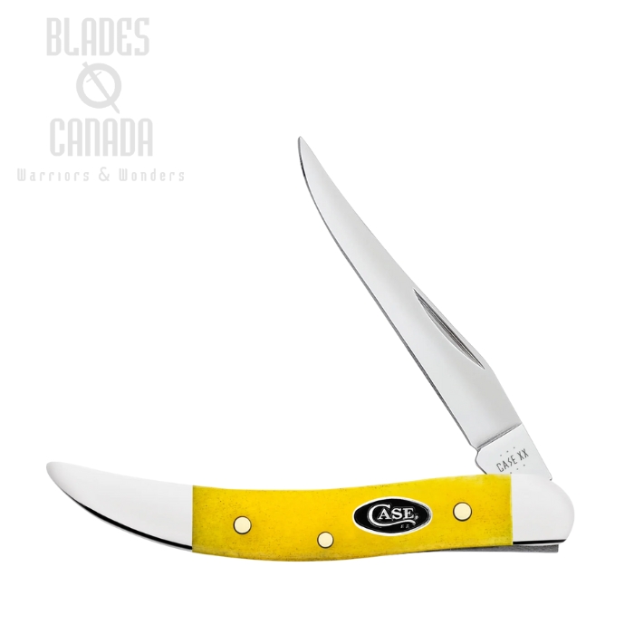 Case Small Texas Toothpick Slipjoint Folding Knife, Stainless Polished, Smooth Bone Yellow, 20035