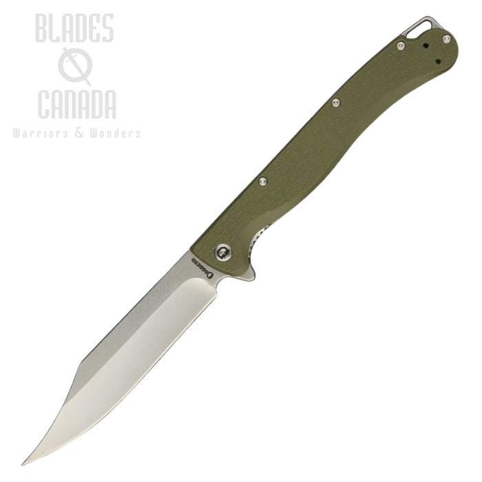 Daggerr Toothpick Flipper Folding Knife, Stonewash Blade, Textured OD Green, DGRTPFOLSW