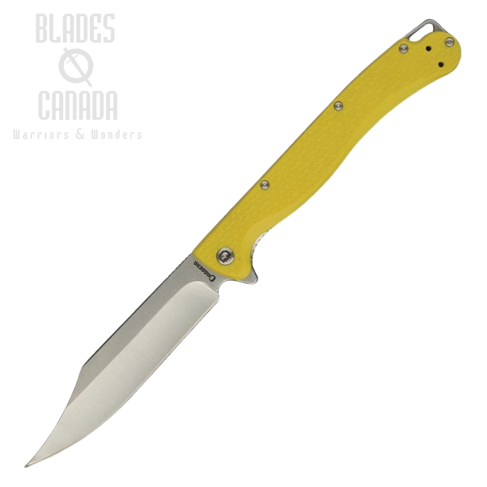 Daggerr Toothpick Flipper Folding Knife, Stonewash Blade, Textured Yellow Handle, DGRTPFYLSW