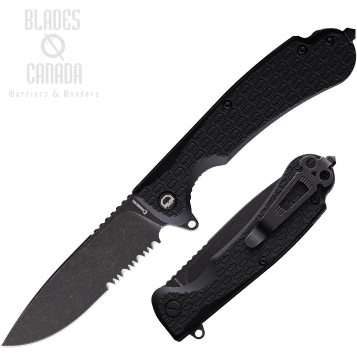 Daggerr Wocket Flipper Folding Knife, Black Partially Serrated Blade, FRN Black, DGRWKFBKBWSR