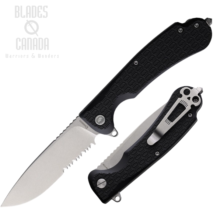 Daggerr Wocket Flipper Folding Knife, SW Partially Serrated Blade, FRN Black, DGRWKFBKSWSR