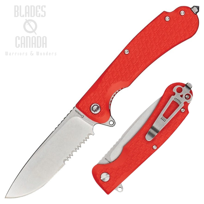 Daggerr Wocket Flipper Folding Knife, SW Partially Serrated, FRN Orange, DGRWKFORSWSR