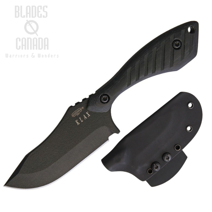 Darrel Ralph Klax Large Fixed Blade Knife, 440C Black, G10 Black, Kydex Sheath, DR059