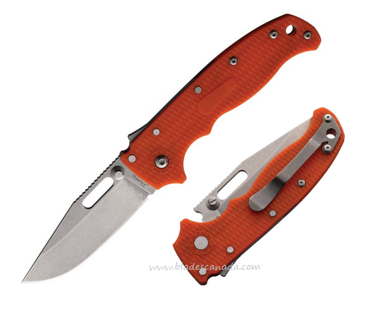 Demko AD20.5 Folding Knife, Clip Point, D2 SW, Grivory Orange, AD205F16