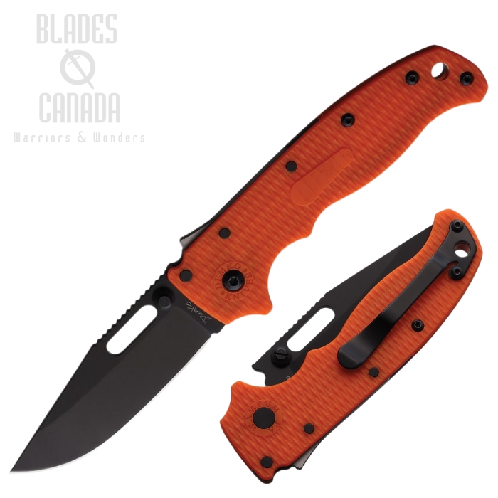 Demko AD20.5 Shark Lock Folding Knife, D2 Black Cip Point, G10 Orange, DEMAD205F16B