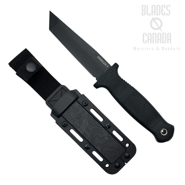 Demko Armiger 4 Fixed Blade Knife, 80CrV2 Black Tanto, Black Handle, ARM4-80CrV2-BLK-TP