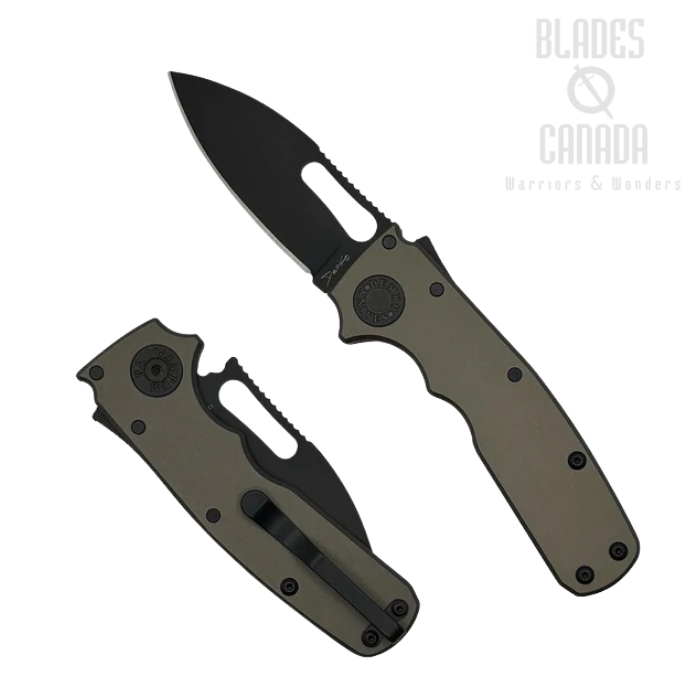 Demko Shark Cub Stealth Shark Lock Folding Knife, CPM 20CV Black, Aluminum Grey, SC-STEALTH-DLC-AG-SS