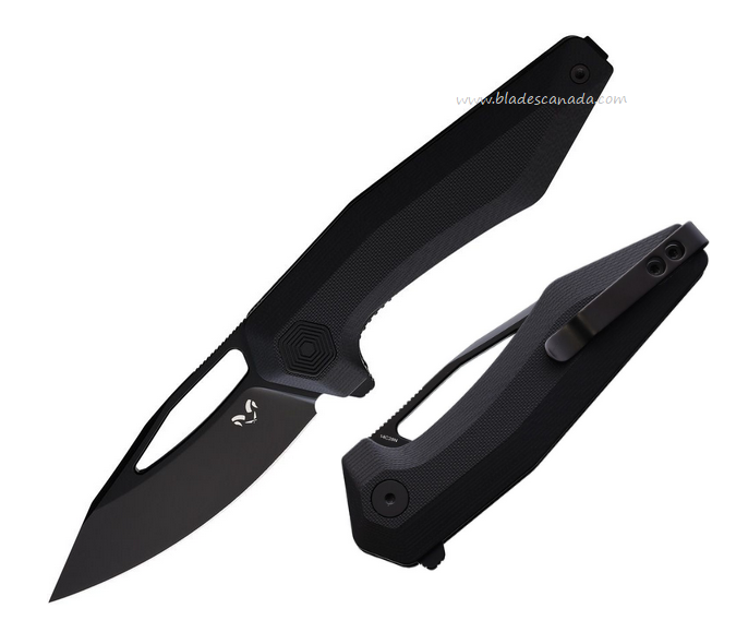 Damned Designs Brahma Flipper Folding Knife, 14C28N Black, G10 Black, DMN010GBB