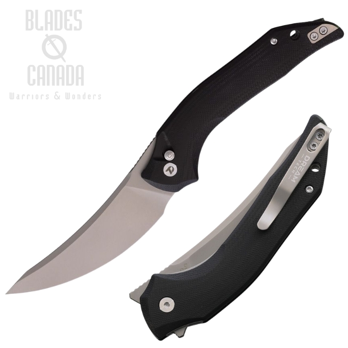 DreamTech Button Lock Folding Knife, D2 Bead Blast, G10 Black, D3052GB (image for) DreamTech Button Lock Folding Knife, D2 Bead Blast, G10 Black, D3052GB