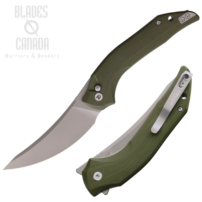 DreamTech Button Lock Folding Knife, D2 Bead Blast, G10 OD Green, D3052GGR (image for) DreamTech Button Lock Folding Knife, D2 Bead Blast, G10 OD Green, D3052GGR