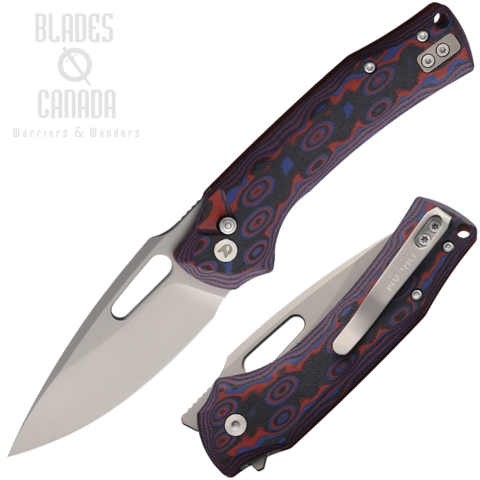 DreamTech Button Lock Folding Knife, D2 Bead Blast, Micarta Black/Red, D4542MR (image for) DreamTech Button Lock Folding Knife, D2 Bead Blast, Micarta Black/Red, D4542MR