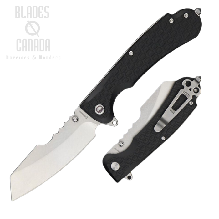 Daggerr Rhino Flipper Folding Knife, Stonewash Blade, FRN Black Textured, DGRRNFBKSW