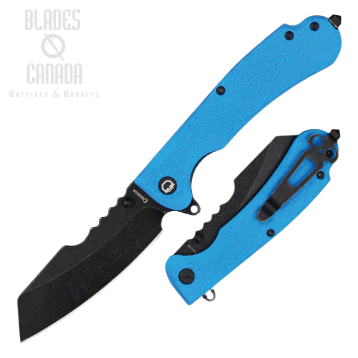 Daggerr Rhino Flipper Folding Knife, Black SW Blade, FRN Blue Textured, DGRRNFBLBW