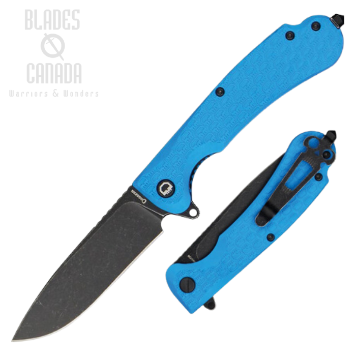 Daggerr Wocket Flipper Folding Knife, Black SW Blade, FRN Blue Textured, DGRWKFBLBW