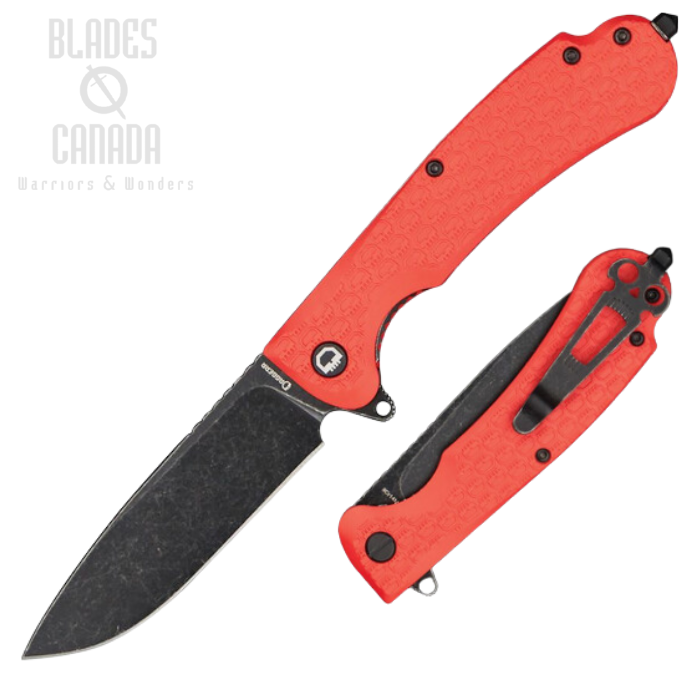 Daggerr Wocket Flipper Folding Knife, Black SW Blade, FRN Orange Textured, DGRWKFORBW