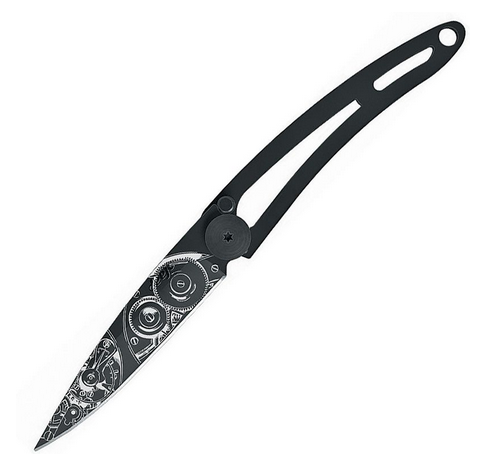 Deejo Naked 15g Watch Folding Knife, Stainless Black, DEE7GN049
