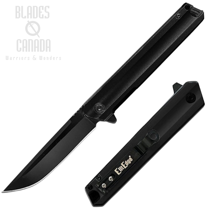ElitEdge Flipper Folding Knife, Assisted Opening, Stainless Black, Aluminum Black, EE10A115BKB (image for) ElitEdge Flipper Folding Knife, Assisted Opening, Stainless Black, Aluminum Black, EE10A115BKB