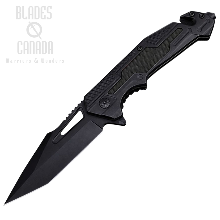 ElitEdge Rescue Flipper Folding Knife, Assisted Opening, 440C Black, Stainless Black/G10, 10-A117BKG10 (image for) ElitEdge Rescue Flipper Folding Knife, Assisted Opening, 440C Black, Stainless Black/G10, 10-A117BKG10