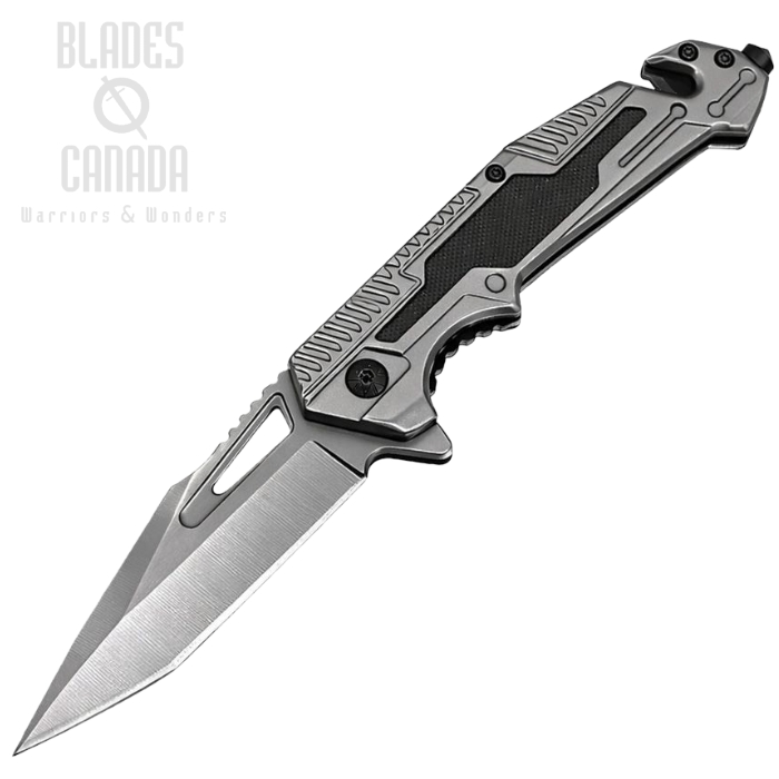 ElitEdge Rescue Flipper Folding Knife, Assisted Opening, 440C Satin, Stainless/G10 Black, 10-A117GYG (image for) ElitEdge Rescue Flipper Folding Knife, Assisted Opening, 440C Satin, Stainless/G10 Black, 10-A117GYG