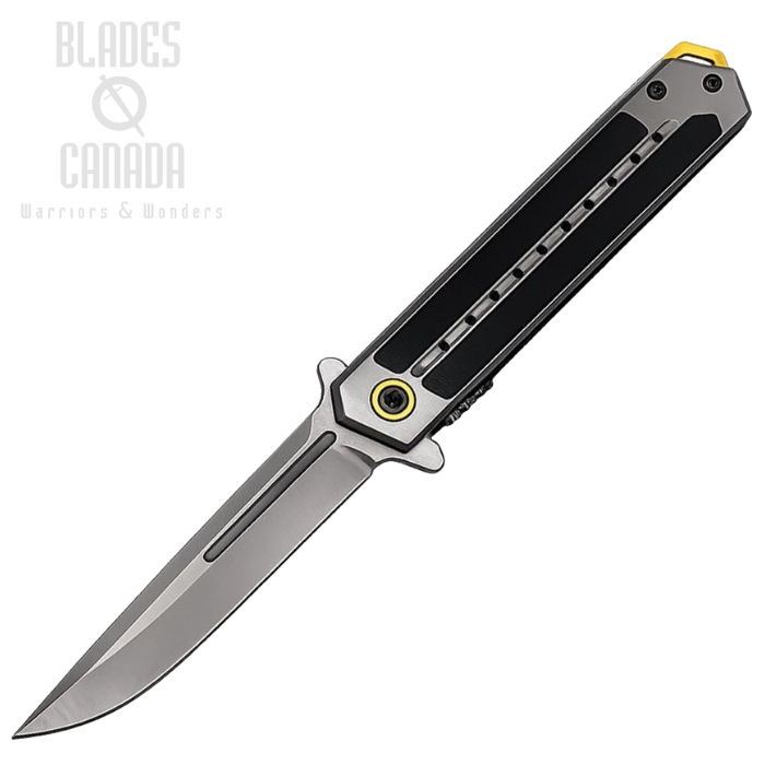 ElitEdge Flipper Folding Knife, Assisted Opening, Stainless , Stainless/G10 Black w/Gold Accents, 10-A131GYGC (image for) ElitEdge Flipper Folding Knife, Assisted Opening, Stainless , Stainless/G10 Black w/Gold Accents, 10-A131GYGC