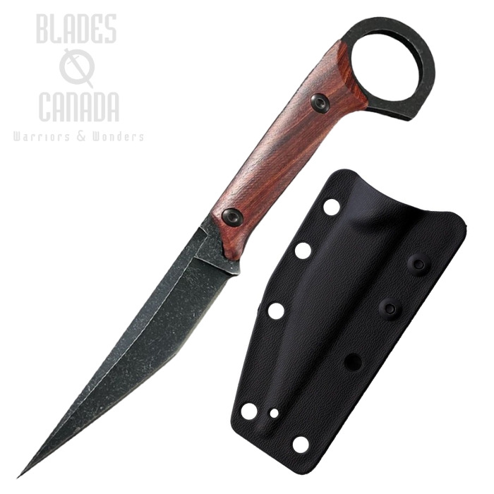ElitEdge Fixed Blade Knife, 440 Stainless Black SW, Wood Handle, Black Sheath, 20-691WD (image for) ElitEdge Fixed Blade Knife, 440 Stainless Black SW, Wood Handle, Black Sheath, 20-691WD