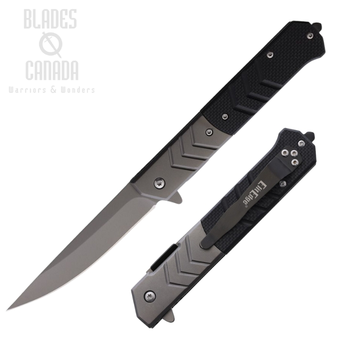 ElitEdge Flipper Folding Knife, Assisted Opening, 420C Ti, G10 Black, EE10A106BK