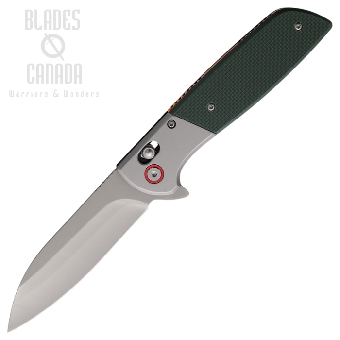 ElitEdge Flipper Crossbar Lock Knife, Assisted Opening, Stainless Satin, G10 Green, EE10A107GN