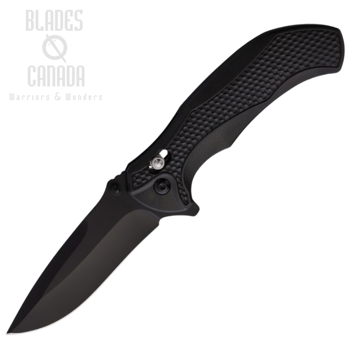 ElitEdge Crossbar Lock Flipper Knife, Assisted Opening, Stainless Black, Textured Black Handle, EE10A110BK