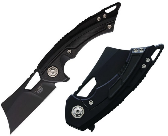 EOS Mini Nautilus Cleaver Black CPM-S60V - Black Titanium & CF Blackout Silver (image for) EOS Mini Nautilus Cleaver Black CPM-S60V - Black Titanium & CF Blackout Silver