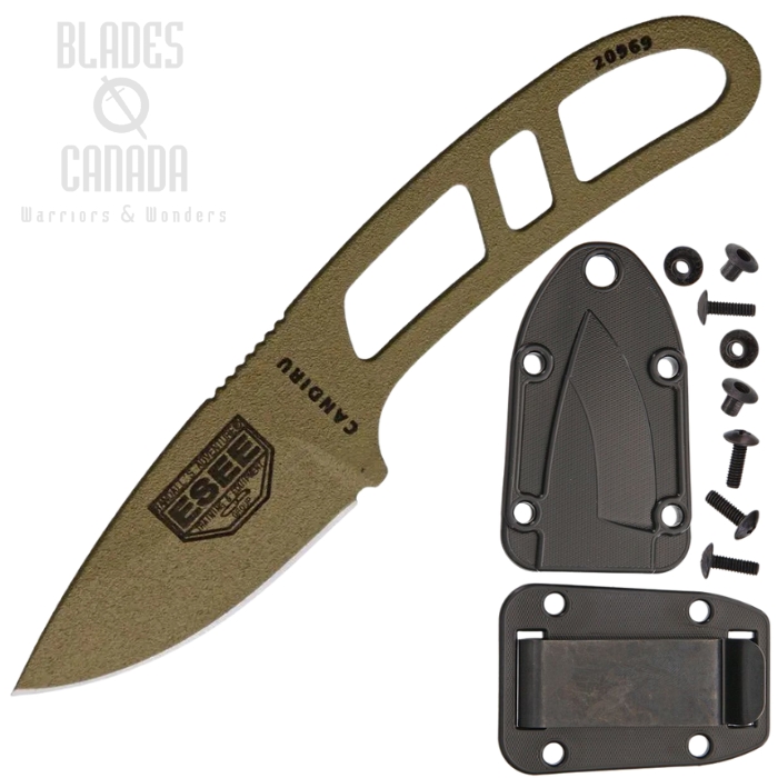 ESEE Candiru Fixed Blade Knife w/Kit, 1095HC Dark Earth, ESCANDEKIT (image for) ESEE Candiru Fixed Blade Knife w/Kit, 1095HC Dark Earth, ESCANDEKIT