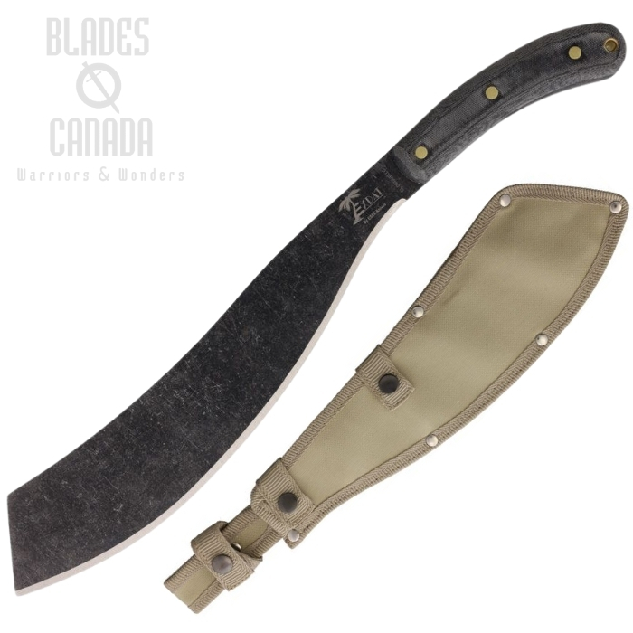 ESEE El Deguello Machete Knife, 1075HC Black Stonewash, Micarta Black, Tan Belt Sheath ESEE El Deguello Machete Knife, 1075HC Black Stonewash, Micarta Black, Tan Belt Sheath
