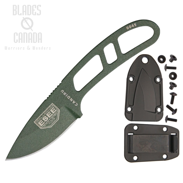 Esee Candiru Fixed Blade Knife w/Kit, 1095 OD Green, CAN-OD-KIT-E