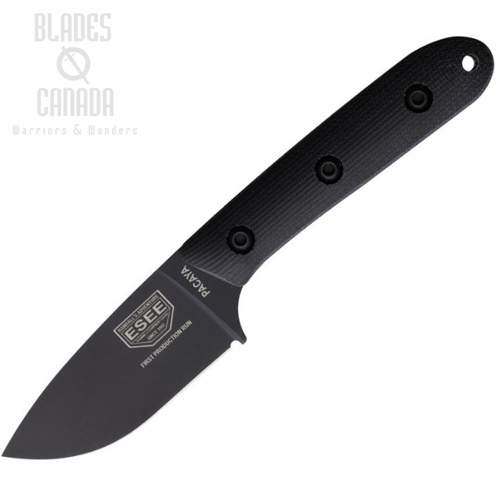 Esee Pacaya Fixed Blade Knife, CPM 3V Black, Micarta Black, PACAYA3V-B