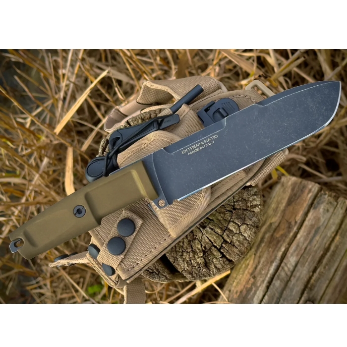 Extrema Ratio Ontos II Expeditions Fixed Blade Knife, N690 Black, Forprene Desert, Desert Cordura Sheath