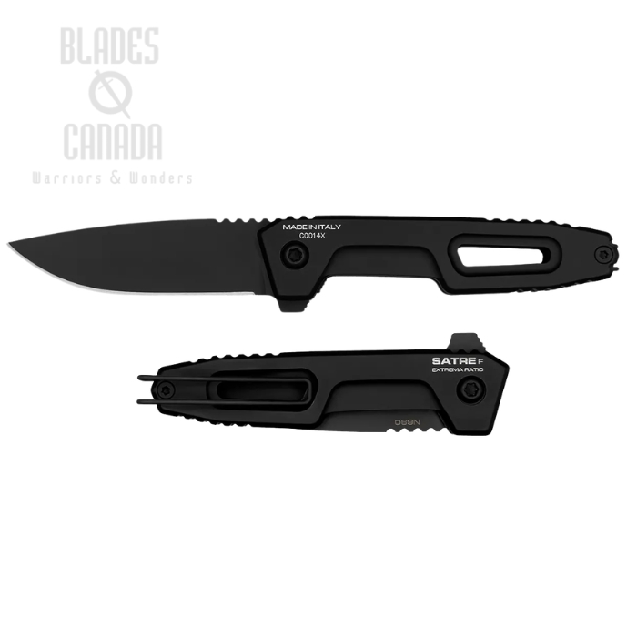 Extrema Ratio Satre F Flipper Folding Knife, N690 Black, Aluminum Black (image for) Extrema Ratio Satre F Flipper Folding Knife, N690 Black, Aluminum Black