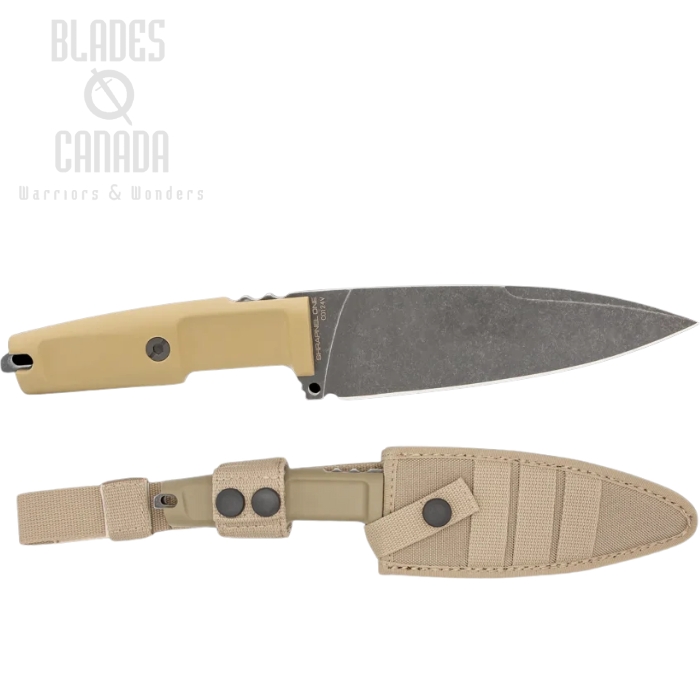 Extrema Ratio Shrapnel One Fixed Blade Knife, N690 Black, Forprene Desert, Cordura Sheath