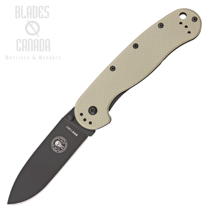 ESEE Avispa Framelock Folding Knife, D2 Steel, GFN Tan/Stainless, BRK1302DTB (image for) ESEE Avispa Framelock Folding Knife, D2 Steel, GFN Tan/Stainless, BRK1302DTB