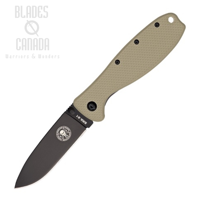 ESEE Zancudo Framelock Folding Knife, D2 Steel, GFN Tan/Stainless, BRKR2DTB (image for) ESEE Zancudo Framelock Folding Knife, D2 Steel, GFN Tan/Stainless, BRKR2DTB