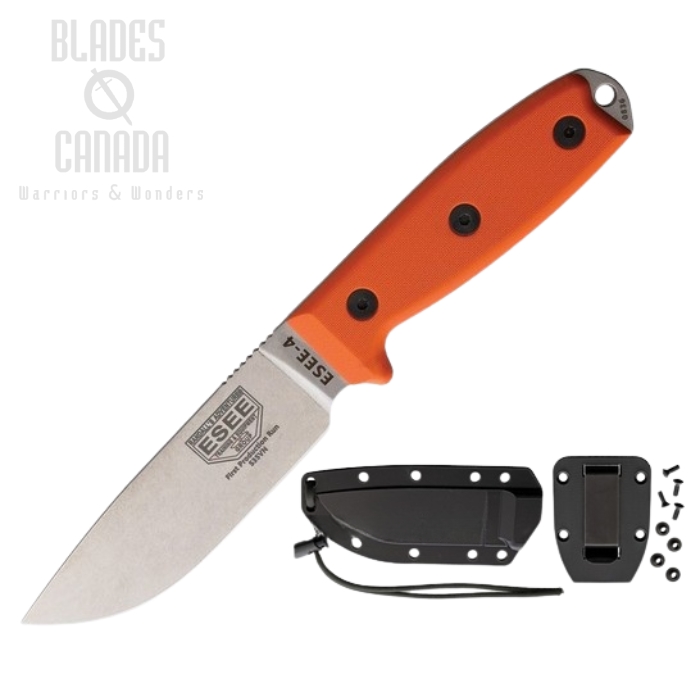ESEE Model 4 Fixed Blade Knife, S35VN, G10 Orange, 4P35V-OR (image for) ESEE Model 4 Fixed Blade Knife, S35VN, G10 Orange, 4P35V-OR
