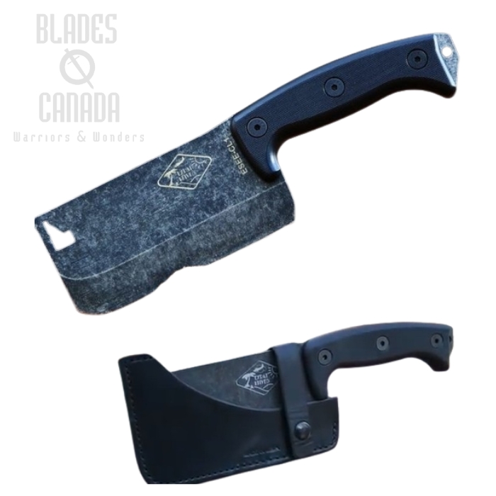 ESEE CL-1 Expat Cleaver, 1095 Carbon, G10 Black, Black Leather Sheath, CL-1 (image for) ESEE CL-1 Expat Cleaver, 1095 Carbon, G10 Black, Black Leather Sheath, CL-1