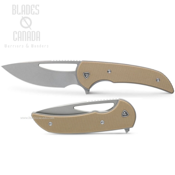 Ferrum Forge Mini Archbishop Flipper Folding Knife, Nitro V Steel, Tan G10, FF004VT